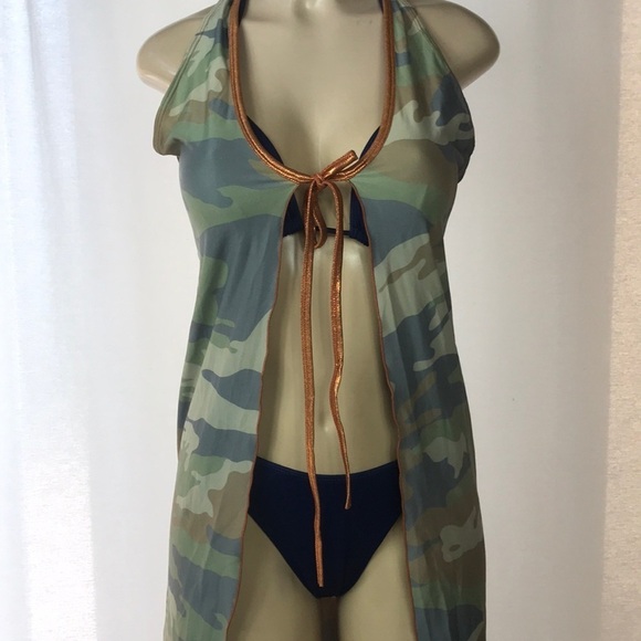 Zuliana Halter Camouflage Cover Up Size Small. New With Tags. - Picture 2 of 6